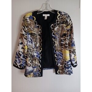Chicos Sequin Blazer Jacket Open Front Sz 0 Small Colorful